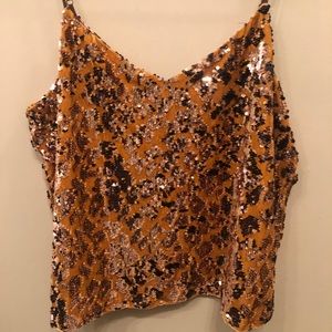 Anthropologie Leopard Sequin Velvet Camisole
